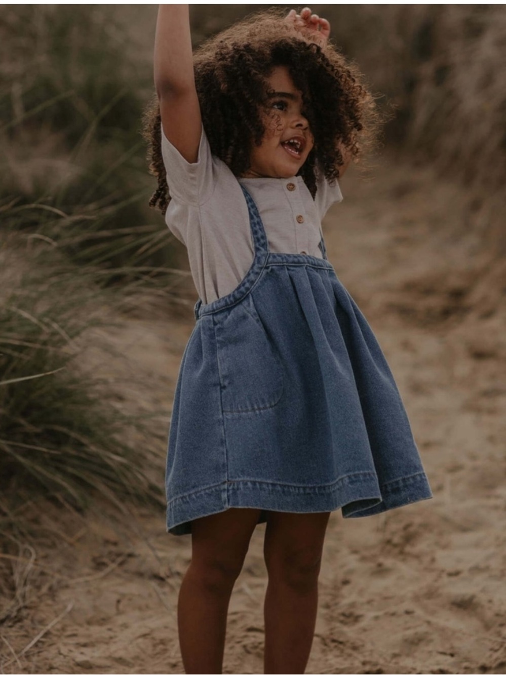The simple folk oversized denim pinnafore skirt dress